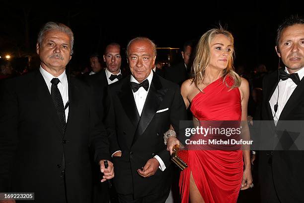 Sharon Stone and Fawaz Gruosi attend the 'De Grisogono' Party At Hotel Du Cap Eden Roc on May 21, 2013 in Antibes, France.