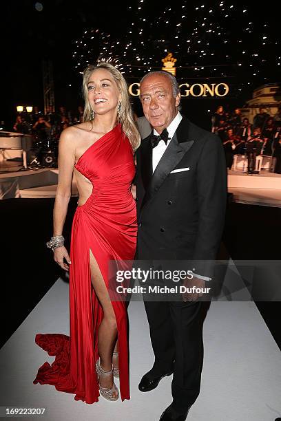 Sharon Stone and Fawaz Gruosi attend the 'De Grisogono' Party At Hotel Du Cap Eden Roc on May 21, 2013 in Antibes, France.