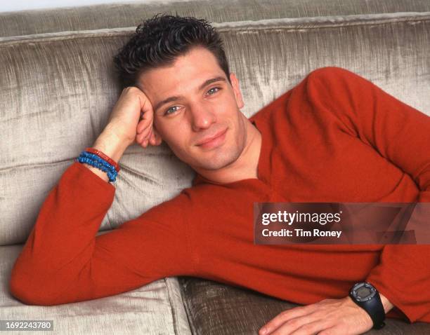 Singer JC Chasez of American boy band NSYNC, in the penthouse suite of the Chateau Marmont, Los Angeles, California, United States, January 2000.