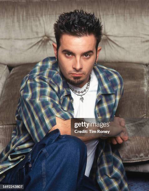 Singer Chris Kirkpatrick of American boy band NSYNC, in the penthouse suite of the Chateau Marmont, Los Angeles, California, United States, January...