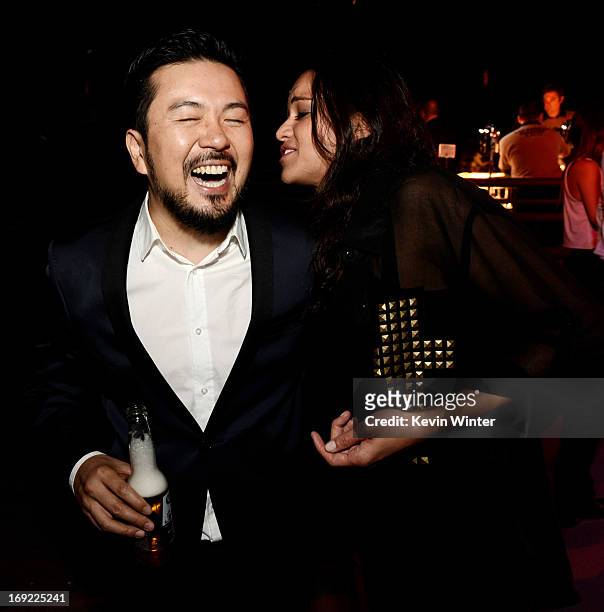 Director/executive producer Justin Lin and actress Michelle Rodriguez pose at the after party for the premiere of Universal Pictures' "Fast & Furious...