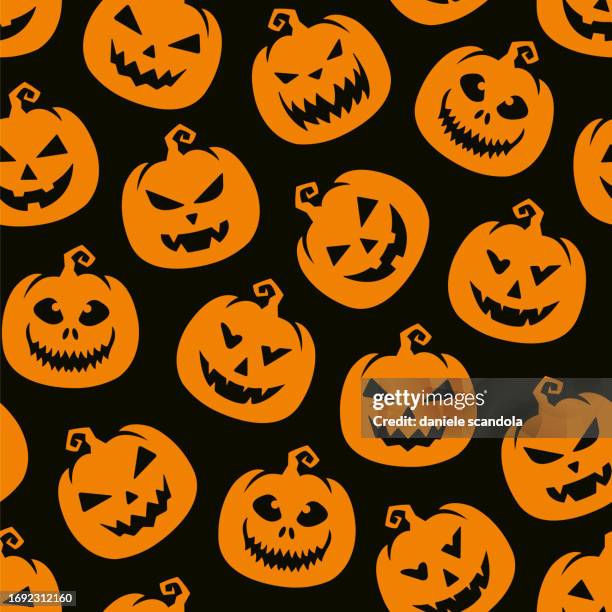 pumpkins background seamless pattern - pumpkin pattern stock illustrations