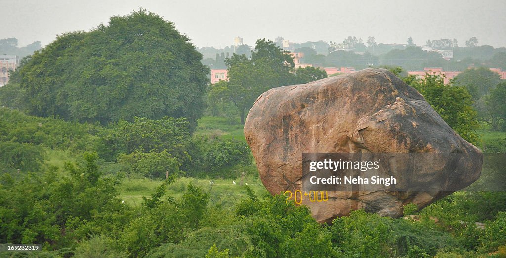 Single Boulder amongst Greenery, Monsoon Hyderabad