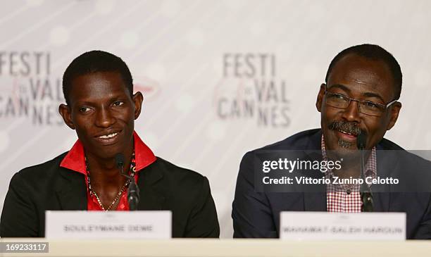 Actor Souleymane Deme and Mahamat Saleh Haroun attends the 'Grigris' Press Conference during the 66th Annual Cannes Film Festival at the Palais des...