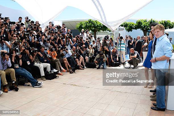 Producer Anna Gerb, director J. C. Chandor and actor Robert Redford attend the 'All Is Lost' Photocall during the 66th Annual Cannes Film Festival at...