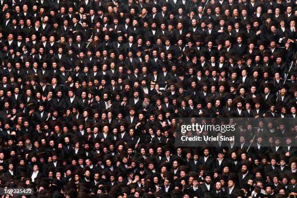 Tens of thousands of Ultra-Orthodox Jews of the Belz Hasidic Dynasty take part in the wedding ceremony of Rabbi Shalom Rokach, the Grandson of the...