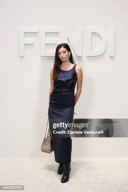 Gaia Girace attends the Fendi Spring Summer 2024 fashion show on September 20, 2023 in Milan, Italy.