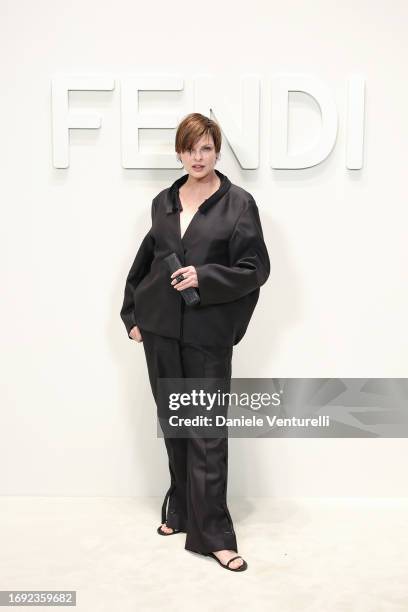 Linda Evangelista attends the Fendi Spring Summer 2024 fashion show on September 20, 2023 in Milan, Italy.