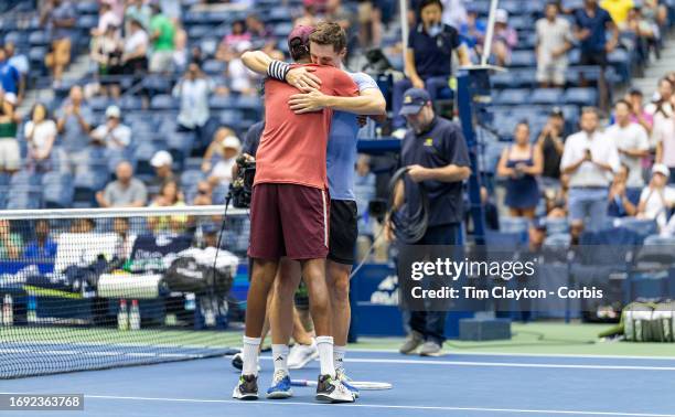 September 8: Joe Salisbury of Great Britain and Rajeev Ram of the United States celebrate their victory in the Men's Doubles Final match on Arthur...