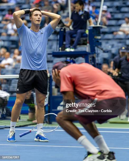 September 8: Joe Salisbury of Great Britain and Rajeev Ram of the United States celebrate their victory in the Men's Doubles Final match on Arthur...