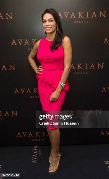 Rosario Dawson visits the Avakian suite wearing Avakian jewellery during the 66th Cannes Film Festival on May 22, 2013 in Cannes, France.