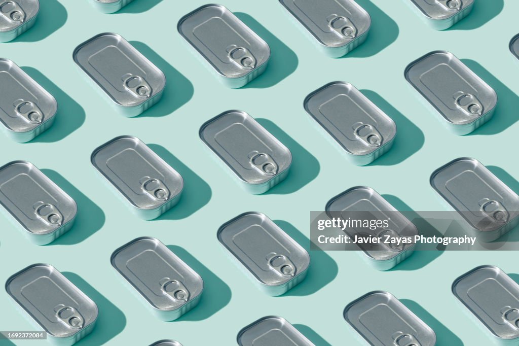 Some Tuna Tin Can on Green Background