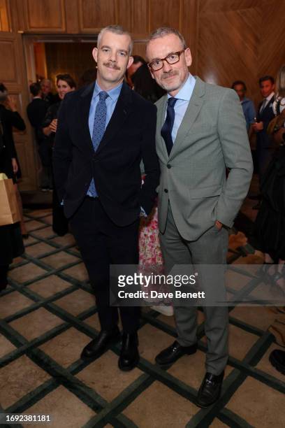 Russell Tovey and Axel Ruger, Secretary and Chief Executive of the Royal Academy of Arts, attend The Claridge's Royal Academy Schools Art Prize at...