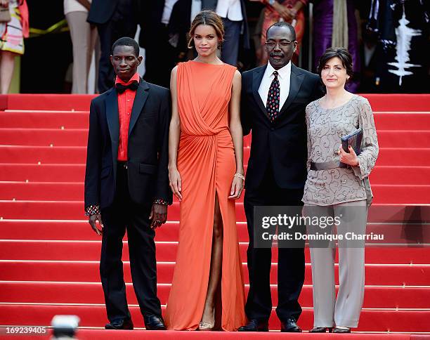 Actors Souleymane Deme, Anais Monory, director Mahamat Saleh Haroun and producer Florence Stern attend the Premiere of 'Grigris' during The 66th...