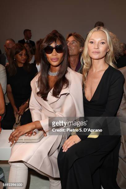 Naomi Campbell and Kate Moss attend the Fendi Spring Summer 2024 fashion show on September 20, 2023 in Milan, Italy.
