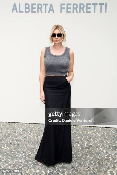 Cristina Musacchio attends the Alberta Ferretti fashion show during the Milan Fashion Week Womenswear Spring/Summer 2024 on September 20, 2023 in...