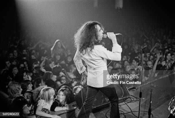 1st NOVEMBER: Singer Ronnie James Dio from American rock group Elf performs live on stage during the band's American tour as support for Deep Purple...