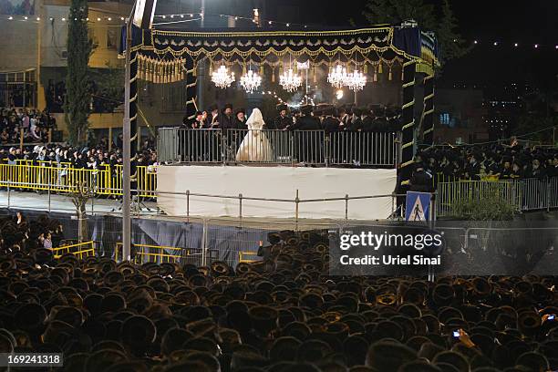 Tens of thousands of Ultra-Orthodox Jews of the Belz Hasidic Dynasty take part in the wedding ceremony of Rabbi Shalom Rokach, the Grandson of the...