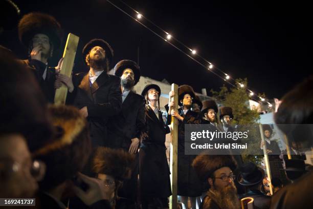 Tens of thousands of Ultra-Orthodox Jews of the Belz Hasidic Dynasty take part in the wedding ceremony of Rabbi Shalom Rokach, the Grandson of the...