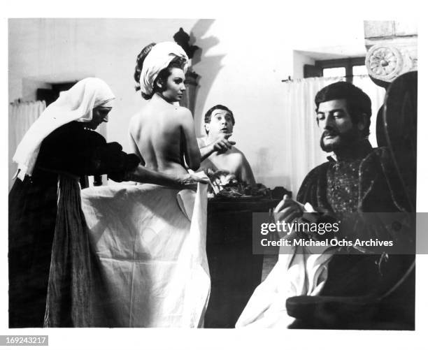 Rosanna Schiaffino,Jean Claude Brialy and Romolo Valli in a scene from the film 'La Mandragola', 1965.