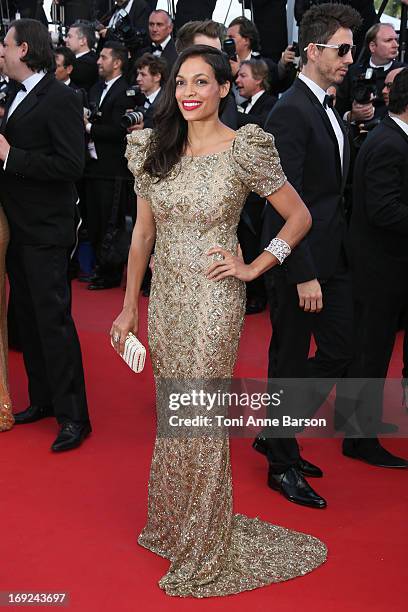 Rosario Dawson attends the Premiere of 'Cleopatra' during the 66th Annual Cannes Film Festival at the Palais des Festivals on May 21, 2013 in Cannes,...