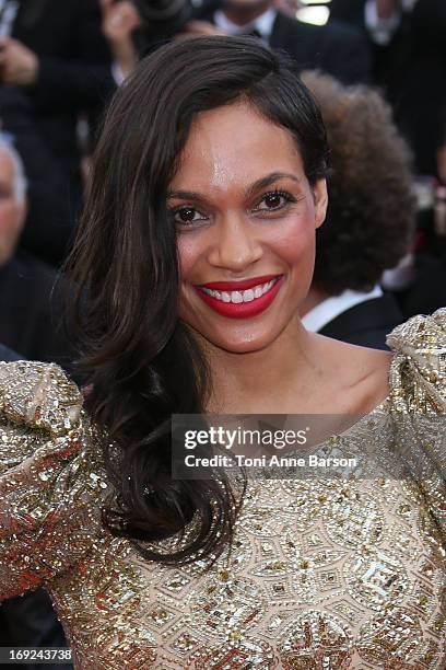 Rosario Dawson attends the Premiere of 'Cleopatra' during the 66th Annual Cannes Film Festival at the Palais des Festivals on May 21, 2013 in Cannes,...