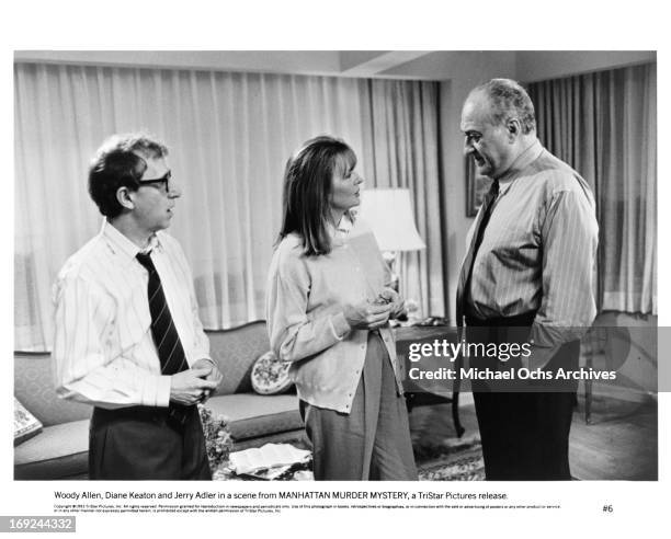 Woody Allen, Diane Keaton and Jerry Adler in a scene from the film 'Manhattan Murder Mystery' 1993.