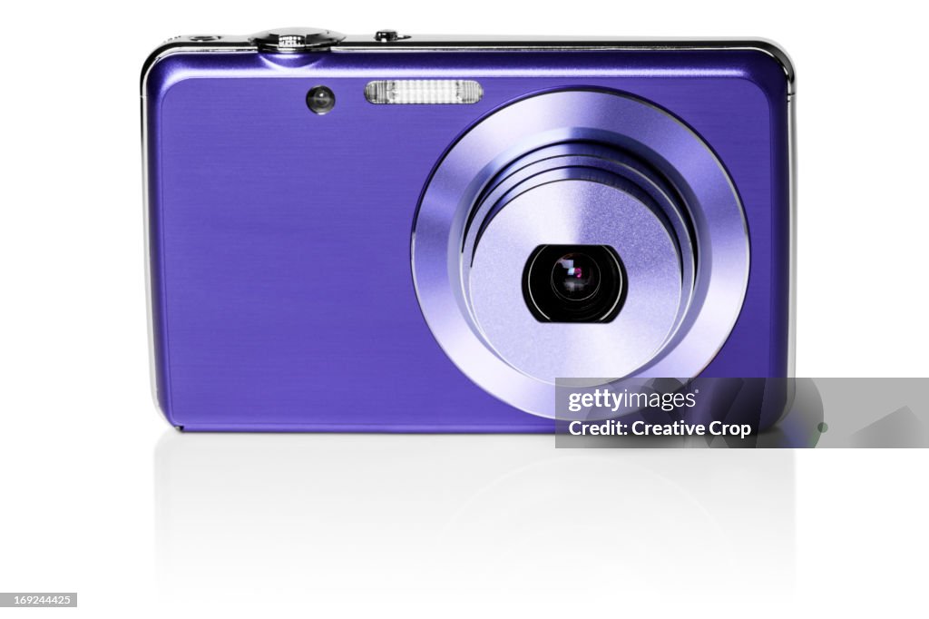 Front view of purple digital camera