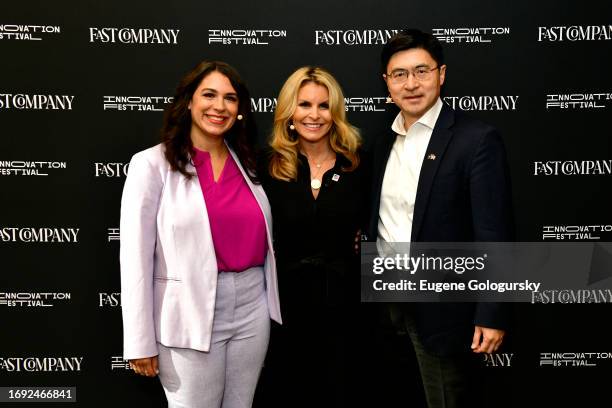 Julianne Pepitone, Adrienne Elrod and Mung Chiang attend the Fast Company Innovation Festival at Convene on September 20, 2023 in New York City.