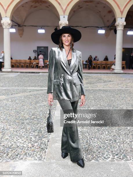 Francesca Sofia Novello attends the Alberta Ferretti fashion show during the Milan Fashion Week Womenswear Spring/Summer 2024 on September 20, 2023...