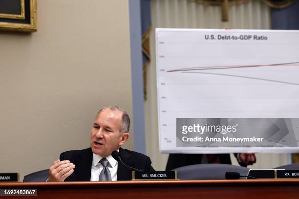 Rep. Lloyd Smucker speaks during a markup meeting with the House Budget Committee on Capitol Hill on September 20, 2023 in Washington, DC. Members of...