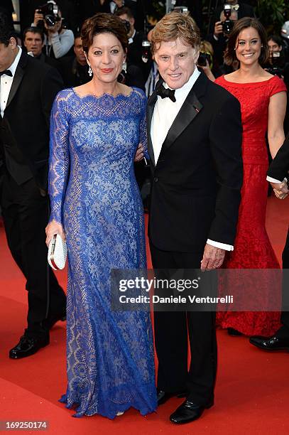 Sibylle Szaggars and Robert Redford attend the Premiere of 'All Is Lost' during The 66th Annual Cannes Film Festival at the Palais des Festivals on...