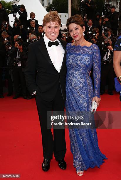 Actor Robert Redford and his wife Sibylle Szaggars attend the 'All Is Lost' Premiere during the 66th Annual Cannes Film Festival at Palais des...