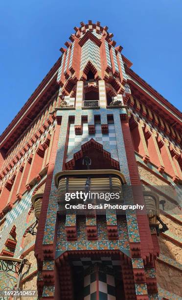 casa vicens, a famous art nouveau building in the center of barcelona, designed by antoni gaudí. barcelona, spain - casa museu gaudi stock pictures, royalty-free photos & images