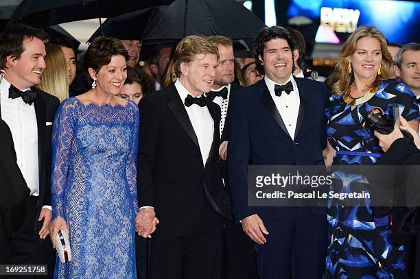 Producer Neal Dodson, Sibylle Szaggars, actor Robert Redford, actor J. C. Chandor and his wife Mary Cameron Goodyear attend the 'All Is Lost'...