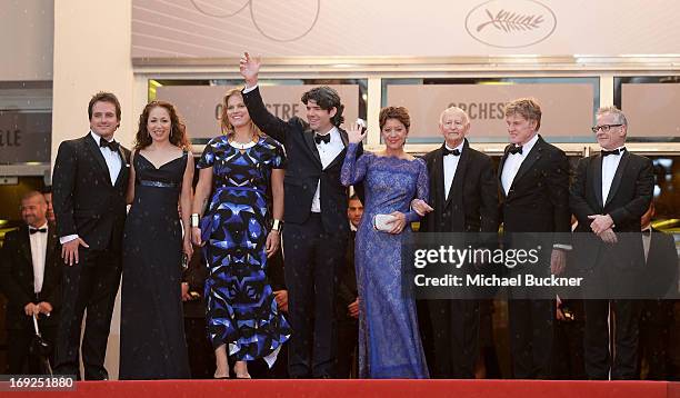 Producers Neal Dodson and Anna Gerb, Mary Cameron Goodyear, director J. C. Chandor, Sibylle Szaggars, Chairman of the Cannes Film Festival Gilles...