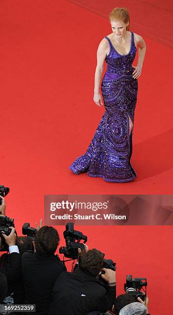 Actress Jessica Chastain attends the 'All Is Lost' Premiere during the 66th Annual Cannes Film Festival at Palais des Festivals on May 22, 2013 in...