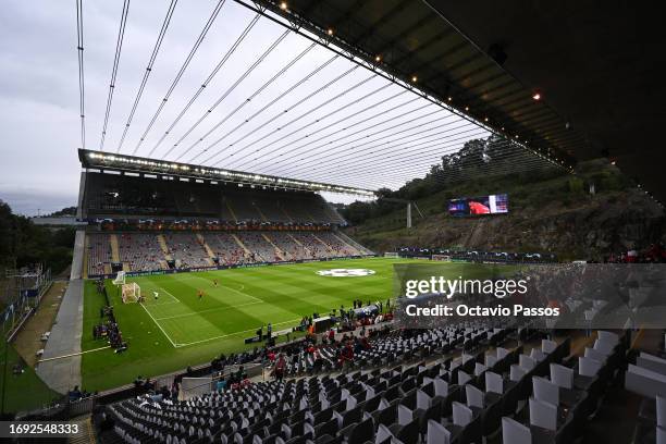 General view inside the stadium prior to the UEFA Champions League match between SC Braga and SSC Napoli at Estadio Municipal de Braga on September...