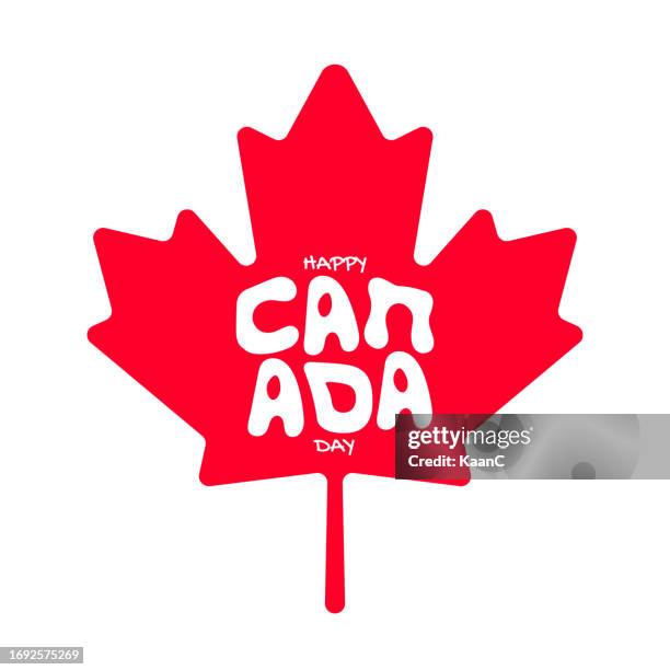 stockillustraties, clipart, cartoons en iconen met canada day lettering with maple leaf. simple vector web banner.day of canada lettering stock illustration - free web art