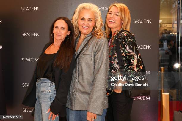 Amanda Grossman, Caroline Hirons and Cat Deeley attend the reopening of Space NK's Duke of York store on September 20, 2023 in London, England.