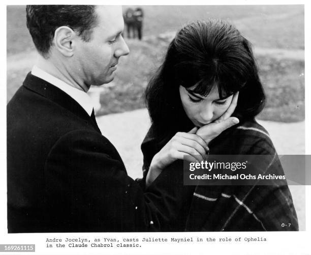 Andre Jocelyn comforts Juliette Mayniel in a scene from the film 'Ophelia', 1963.