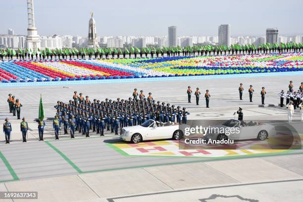 Military parade is held on the occasion of 32nd anniversary of Independence Day of Turkmenistan at Complex of the State Tribune, in Ashgabat,...