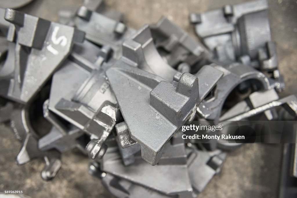 Incomplete industrial steel parts in foundry