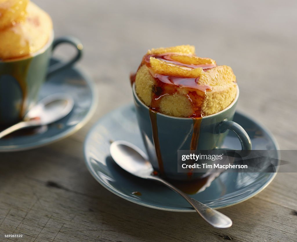 Close up of baked dessert in cup