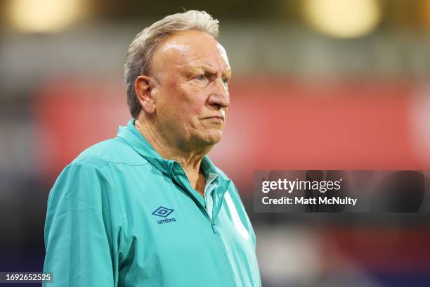 Neil Warnock, Manager of Huddersfield Town, looks on during the Sky Bet Championship match between Huddersfield Town and Stoke City at John Smith's...