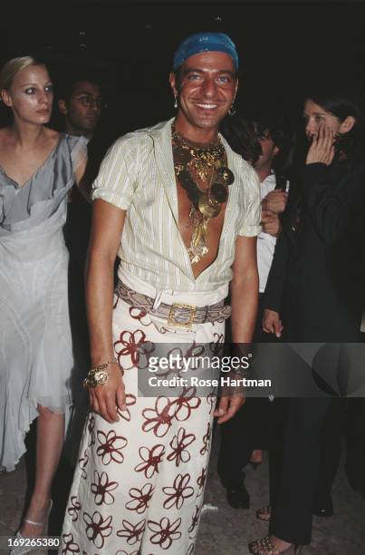 British fashion designer John Galliano at a 'Saks Fifth Avenue' party, 1996.