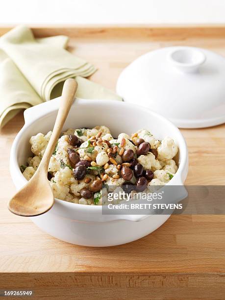 bowl of cauliflower salad - anchovy bildbanksfoton och bilder