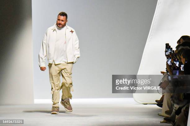 Fashion designer Kim Jones walks the runway during the Fendi Ready to Wear Spring/Summer 2024 fashion show as part of the Milan Fashion Week on...