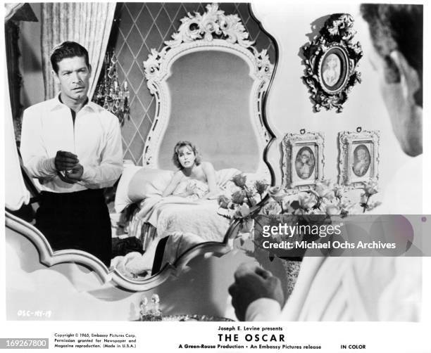 Stephen Boyd looks back at Eleanor Parker in a scene from the film 'The Oscar', 1966.