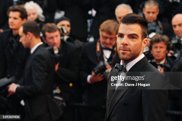 Zachary Quinto attends the 'All Is Lost' Premiere during the 66th Annual Cannes Film Festival at Palais des Festivals on May 22, 2013 in Cannes,...